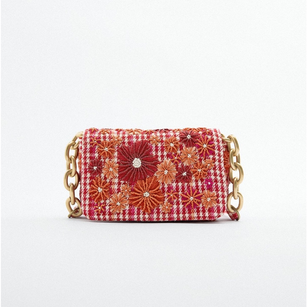 Zara Floral Fabric Shoulder Bag